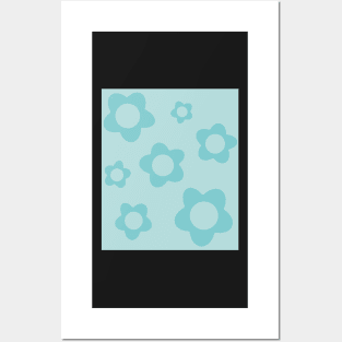 pattern flower aesthetic sky blue Posters and Art